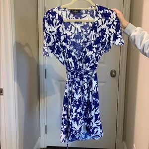 Lulu’s Blue and white floral wrap dress
